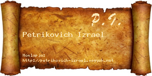 Petrikovich Izrael névjegykártya